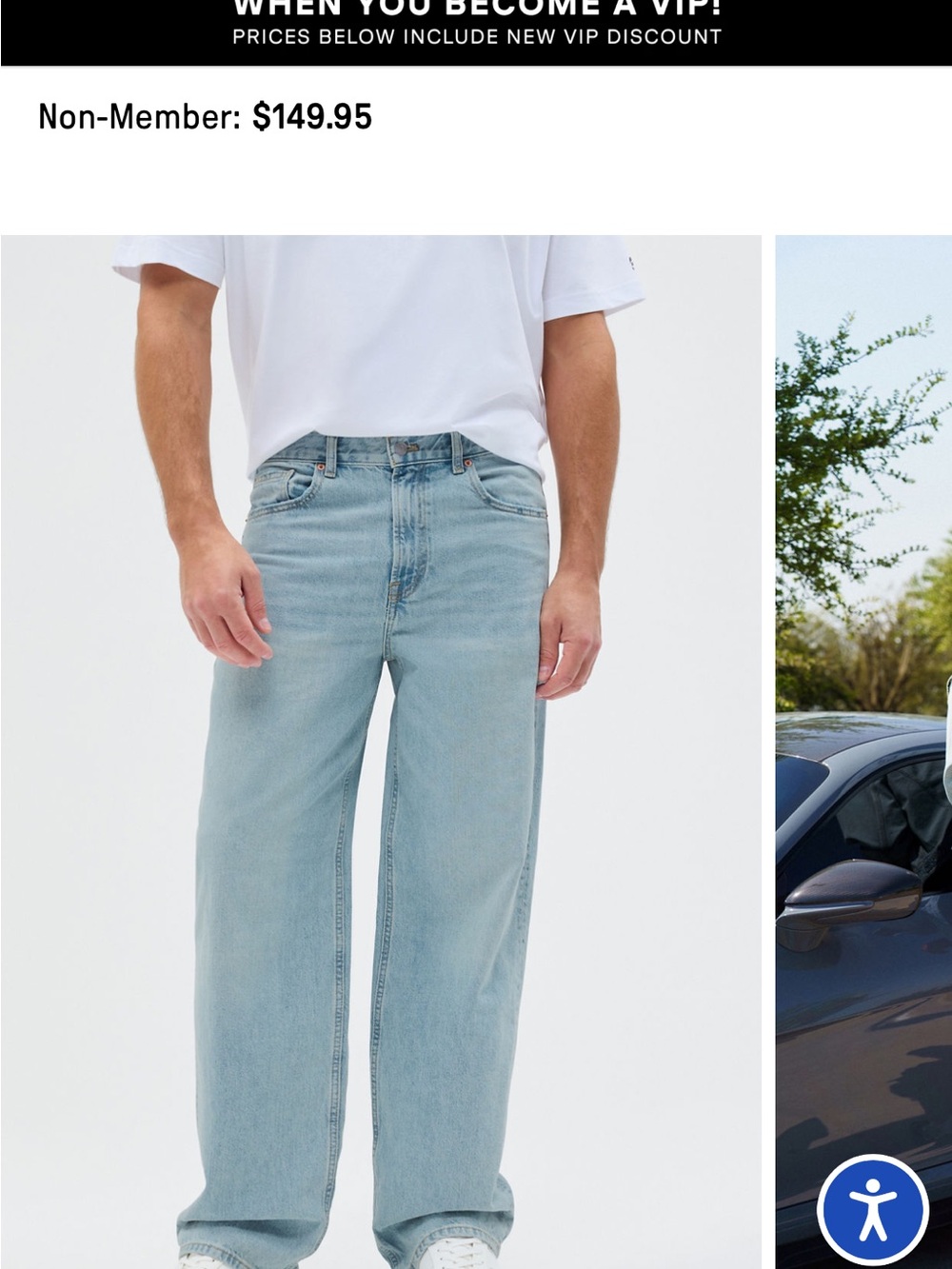 Fabletics Men's Relaxed Straight-Leg Jeans - Light Blue- SOLD OUT ONLINE